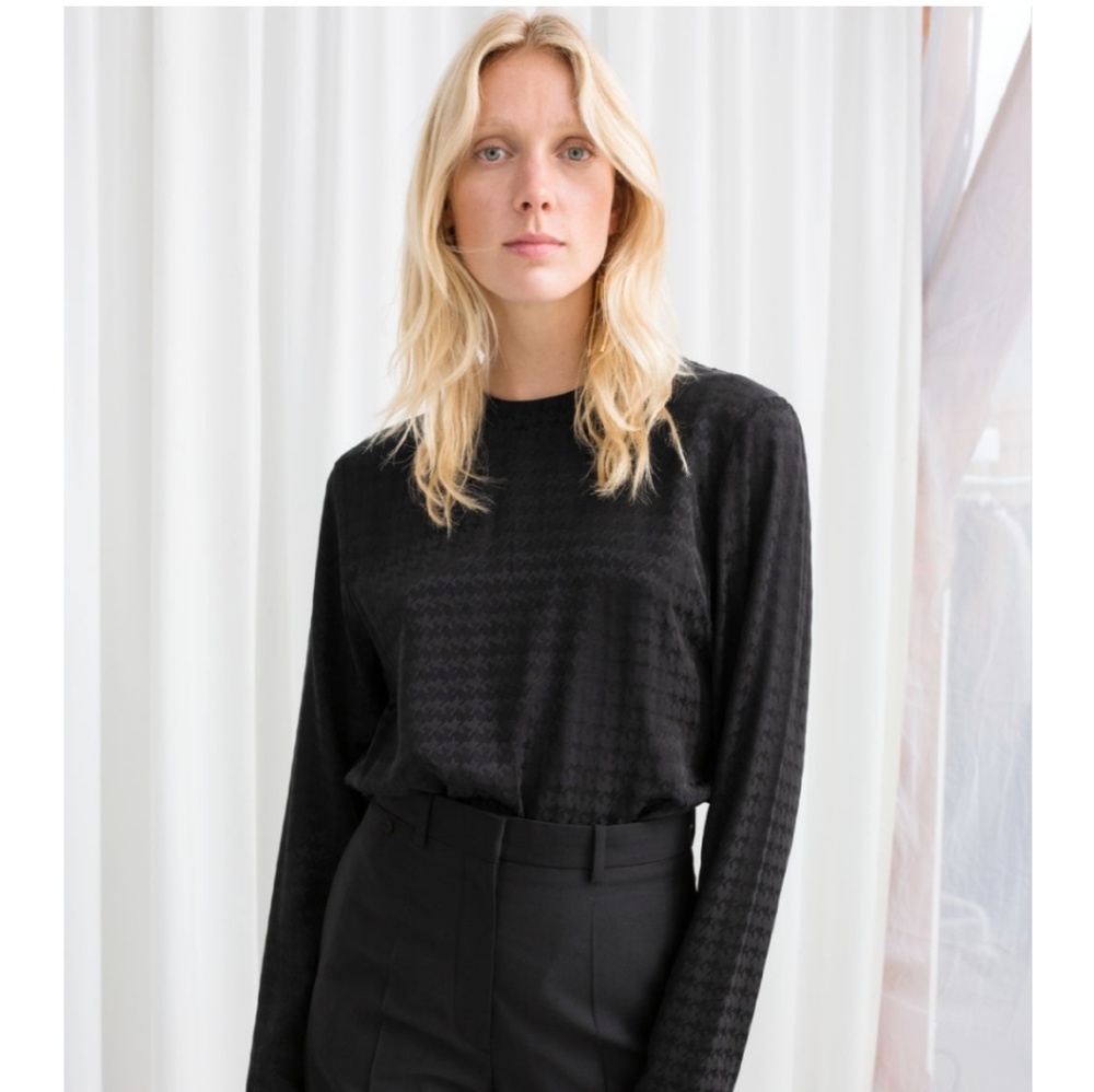& Other Stories Black Houndstooth Blouse